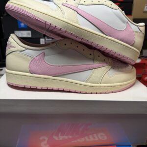 NIKE  AIR Jordan 1 Low OG SP IQ7604-100 TRAVIS SCOTT MUSLIN PINK MEN SIZE 14 NEW