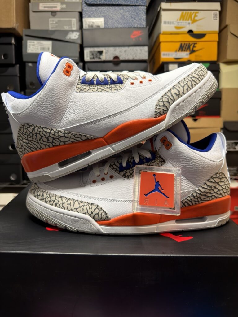 NIKE Air Jordan 3 RETRO 136064 148 KNICKS WHITE ROYAL ORANGE MENS SIZE 13 NEW
