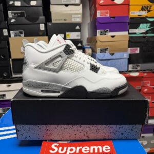NIKE Air Jordan 4 Retro White Cement WHITE BLACK RED FV5029-100 MENS SIZE 13 NEW