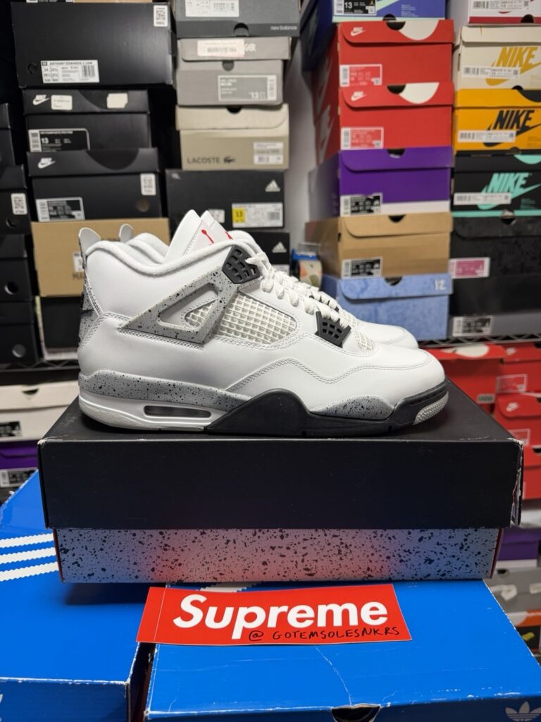 NIKE Air Jordan 4 Retro White Cement WHITE BLACK RED FV5029-100 MENS SIZE 13 NEW