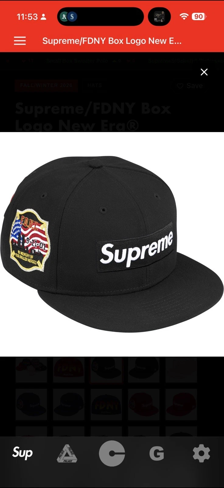Supreme/FDNY Box Logo New Era® BLACK 7 3/4 FW26