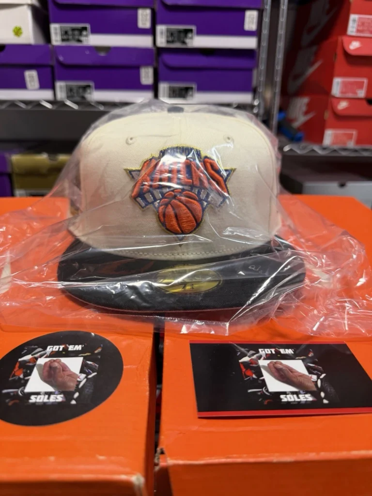 New Era Custom NBA New York Knicks Fitted Hat Chrome 2026 Champion Patch 7 3/4